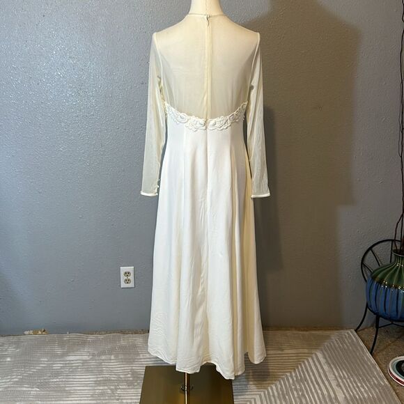 Vintage Jessica McClintock bridal dress cream mesh top. Ivory color size 12 - Picture 6 of 13